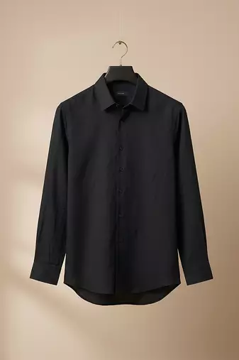 Jet black solid cotton shirt