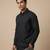Jet black solid cotton shirt