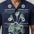 Navy blue embroidered cotton shirt