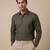 Olive green solid cotton shirt