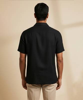 Black solid cotton shirt 2