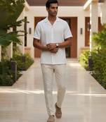 Ivory white solid cotton shirt