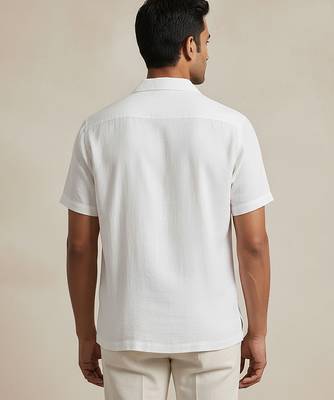 Ivory white solid cotton shirt 2
