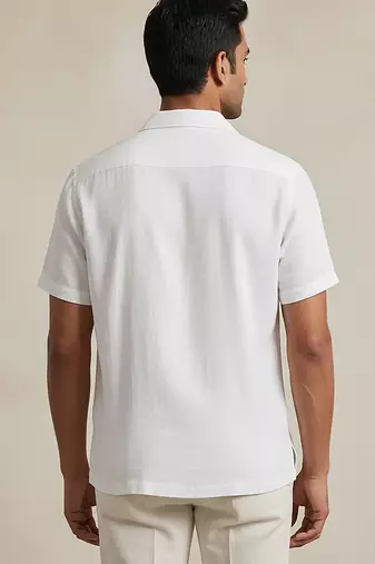 Ivory white solid cotton shirt
