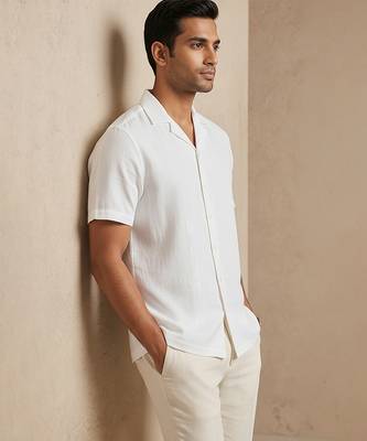 Ivory white solid cotton shirt 3
