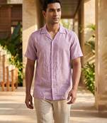 Lilac solid linen shirt