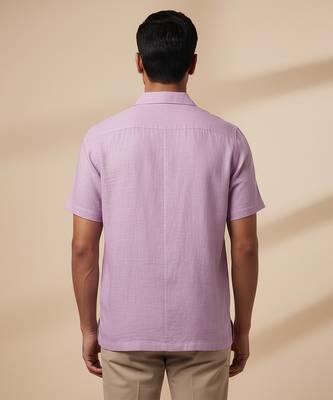 Lilac solid linen shirt 2