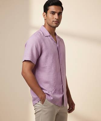 Lilac solid linen shirt 3