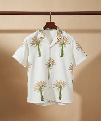 Ivory tree embroidered linen shirt 2