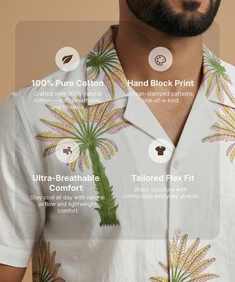 Ivory tree embroidered linen shirt 3