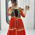 NAVRATRI WEAR RED COLOR FAUX GEORGETTE GAMATHI & MIRROR WORK SHRUG & CHOLI FREE SIZE FULL STITCHED.