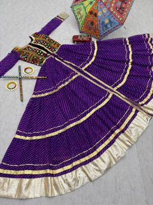 NAVRATRI WEAR PURPLE FAUX GEORGETTE GAMATHI & MIRROR WORK SHRUG & CHOLI 3