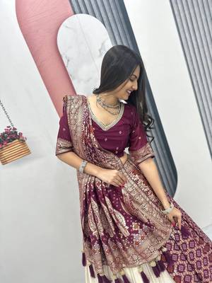 OFF-WHITE-PURPLE SIMAR Lehenga choli 5