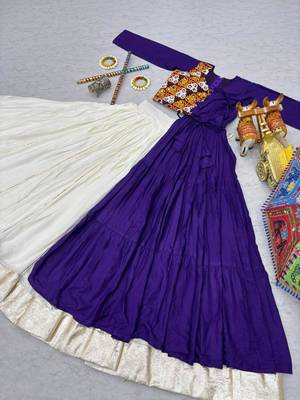 NAVRATRI BLUE COTTON RIBBON & LUMPI LACE BORDER FLARED LEHENGA CHOLI 5
