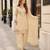 Off white vichitra silk readymade suit with real mirror hand work