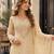 Off white vichitra silk readymade suit with real mirror hand work