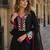 Black vichitra silk readymade suit with thread embroidery work