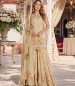 Beige vichitra silk readymade suit with coding & embroidery work