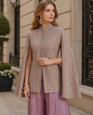 Lavender chinon 2 piece set with embroidery thread work 2