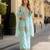 Sky blue silk readymade suit with real mirror hand work
