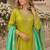 Olive silk readymade suit with embroidery & sequence work