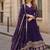 Violet geogette free size stitched gown with embroidery work