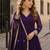 Violet geogette free size stitched gown with embroidery work