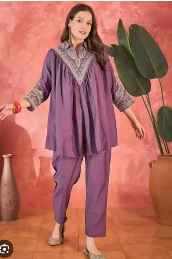 Crushed Crepe Silk Kaftan Set | Luxe Ethnic Wear | Jaipur