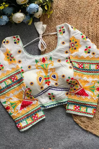 Traditional navratri gamthi work halter neck blouse for women