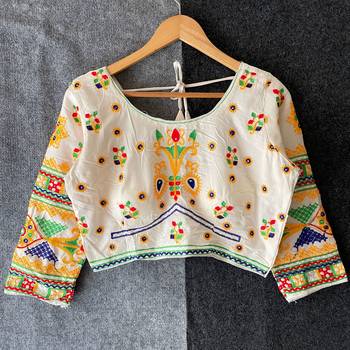 Traditional navratri gamthi work halter neck blouse for women 2