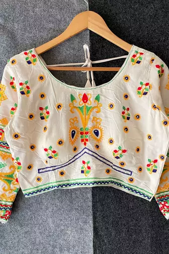 Traditional navratri gamthi work halter neck blouse for women