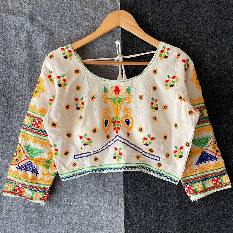 Traditional navratri gamthi work halter neck blouse for women