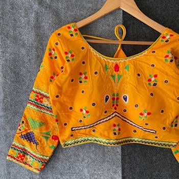 Mirror work navratri special halter neck cotton blouse 2