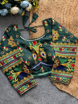 Heavy embroidered gamthi work ready-to-wear navratri blouse 1