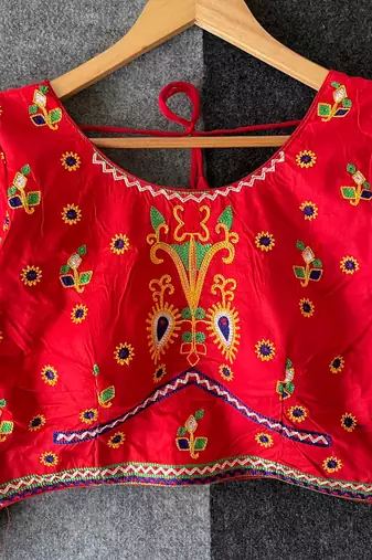 Traditional gujarati gamthi mirror work halter neck blouse