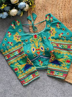 Women's navratri festival embroidered magic cotton blouse 1