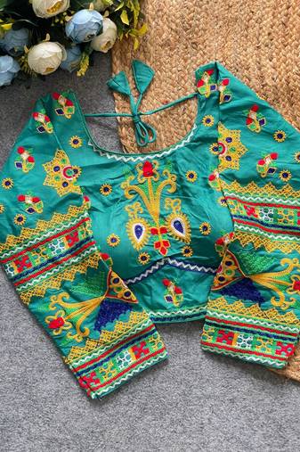 Women's navratri festival embroidered magic cotton blouse