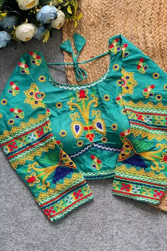 Women's navratri festival embroidered magic cotton blouse