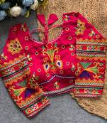 Designer gamthi work mirror embroidery padded blouse