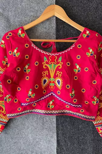 Designer gamthi work mirror embroidery padded blouse