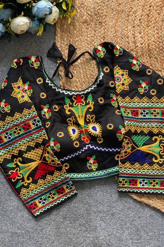 Ready made halter neck navratri blouse with mirror work