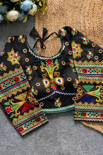 Ready made halter neck navratri blouse with mirror work