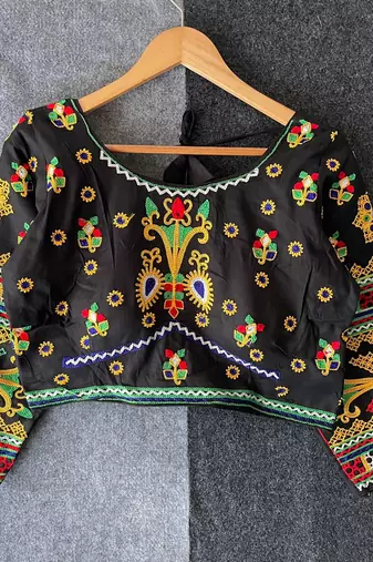 Ready made halter neck navratri blouse with mirror work