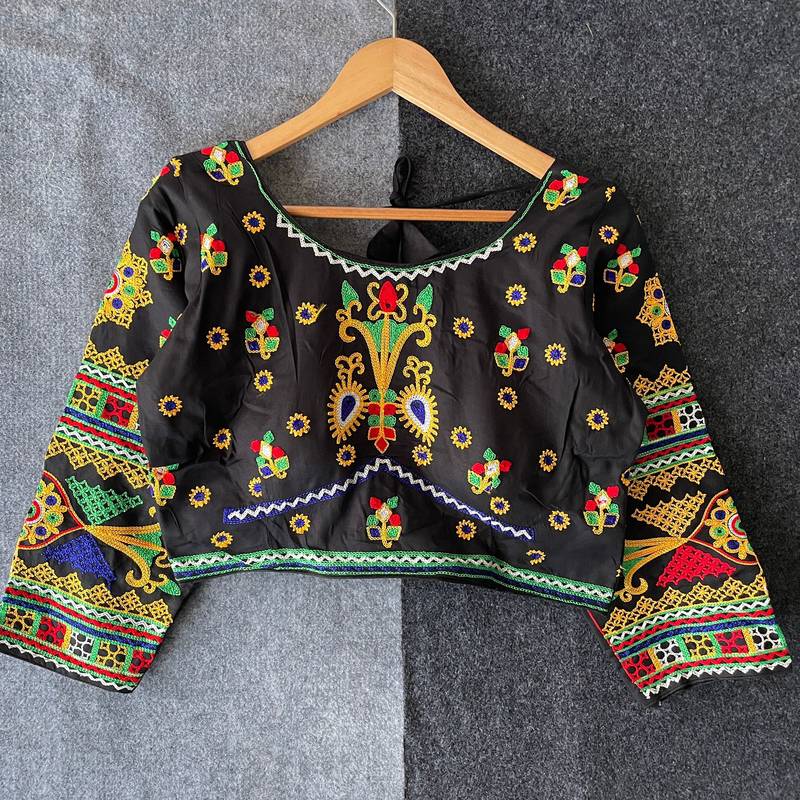 Ready made halter neck navratri blouse with mirror work