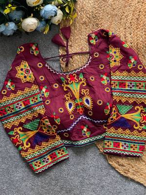 Traditional handwork gamthi cotton blouse for garba night 1