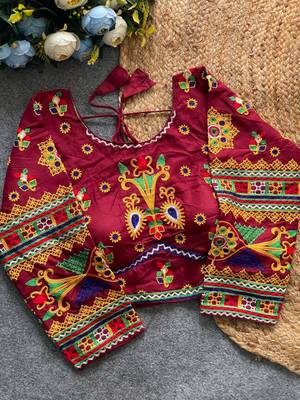 Heavy sequence embroidered navratri special halter neck blouse 1