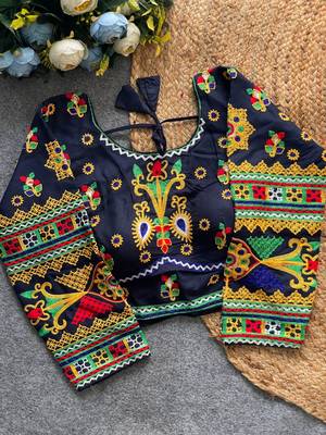 Heavy sequence embroidered navratri special halter neck blouse 1