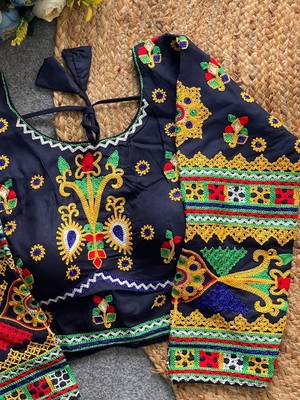 Heavy sequence embroidered navratri special halter neck blouse 2