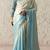 Aqua blue & off white saree with gold embroidery work fancy fabric saree with blouse