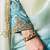 Aqua blue & off white saree with gold embroidery work fancy fabric saree with blouse